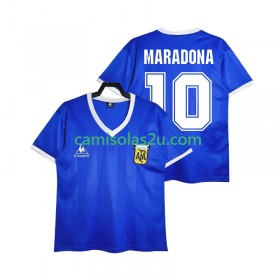 Camisolas de futebol Argentina MARADONA 10 Retro Equipamento Alternativa 1986 Manga Curta